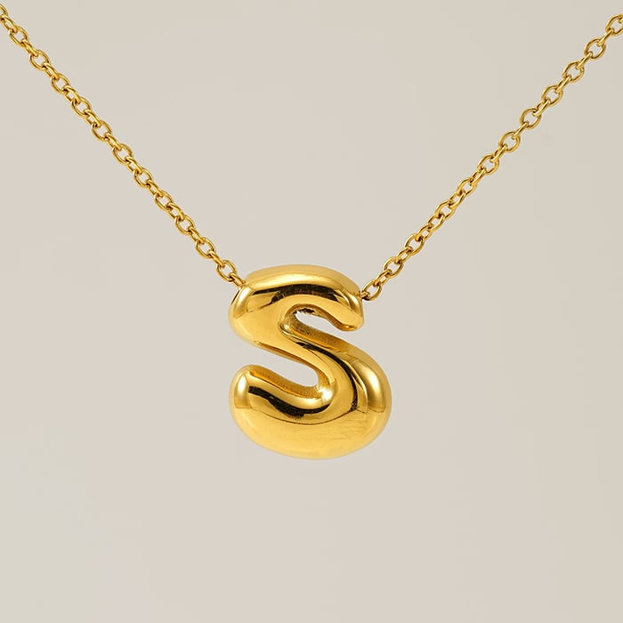 1 Piece Simple Series Daily Letter S Titanium Steel  Gold Color Unisex Pendant Necklaces 